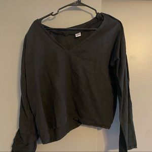 Linen long sleeve crop top